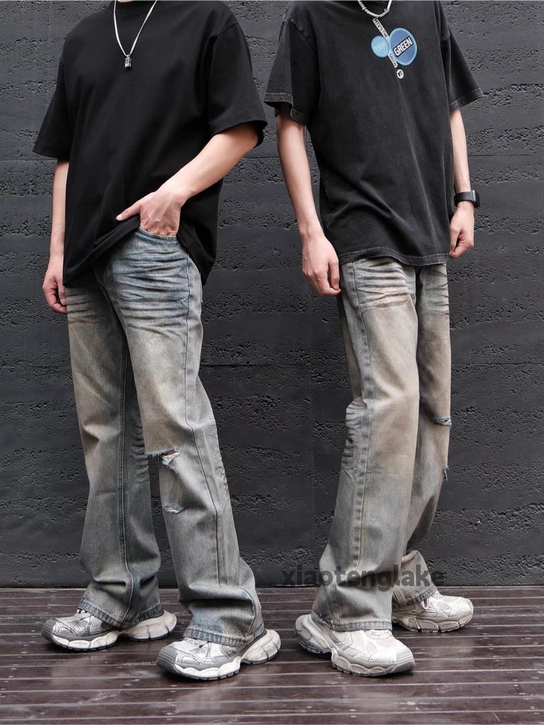 Jean × Vintage Unisex washed faded cleanfit yuppie rusty stain jeans Size US 28 / EU 44 - 3 Thumbnail