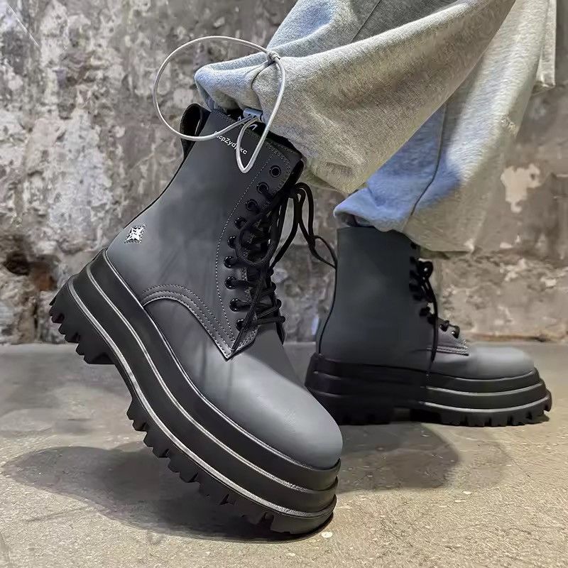 Japanese Brand Thick Soled High Top Men Pu Leather Boots Size US 6 / EU 39 - 1 Thumbnail