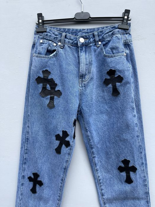 Archival Clothing CHROME HEARTS STYLE FAUX LEATHER CROSS PATCHES BLUE ...