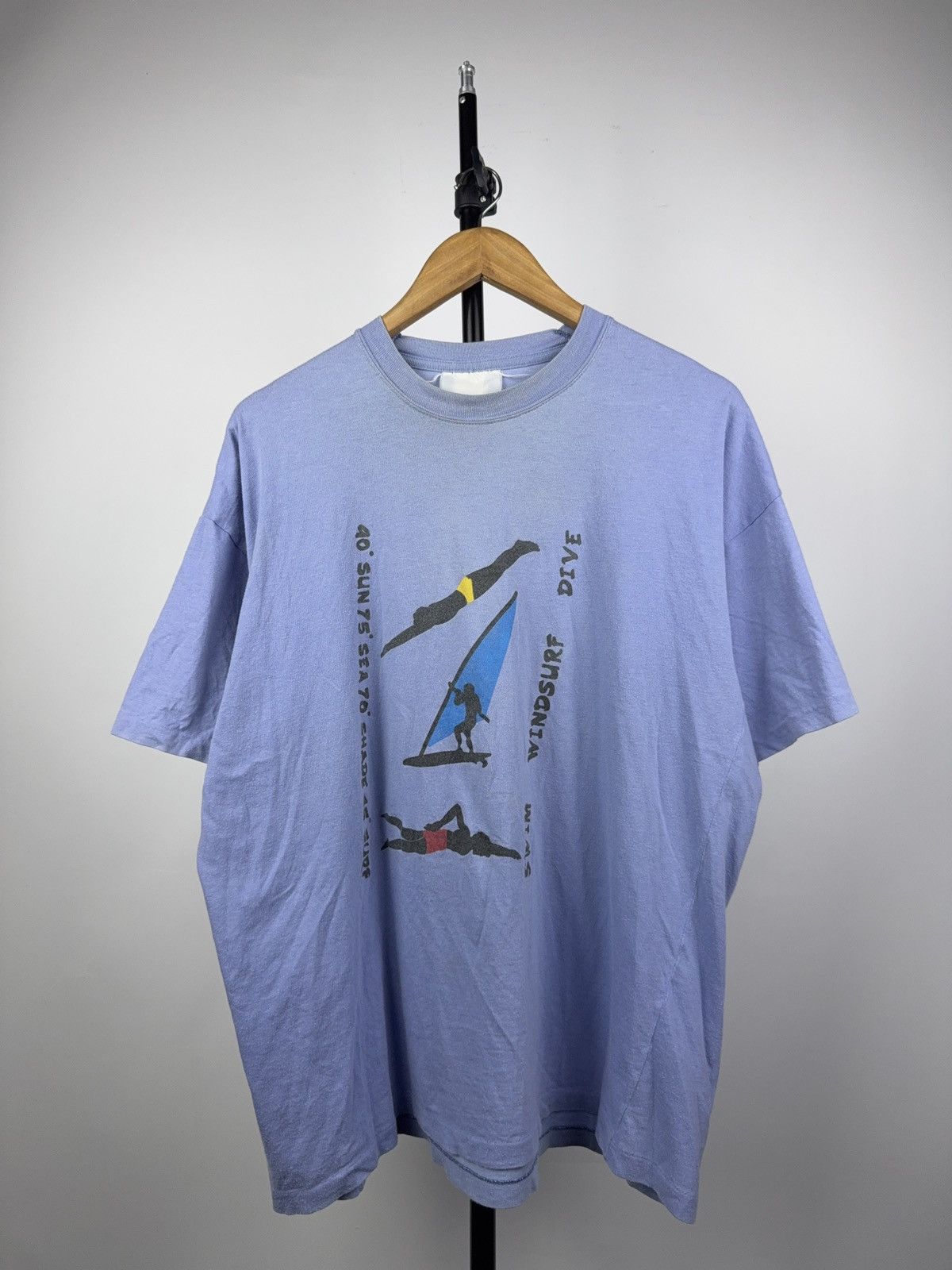 Vintage 90s Windsurf Swim Dive Graphic Tee Vintage Blue Summer Size US L / EU 52-54 / 3 - 1 Thumbnail