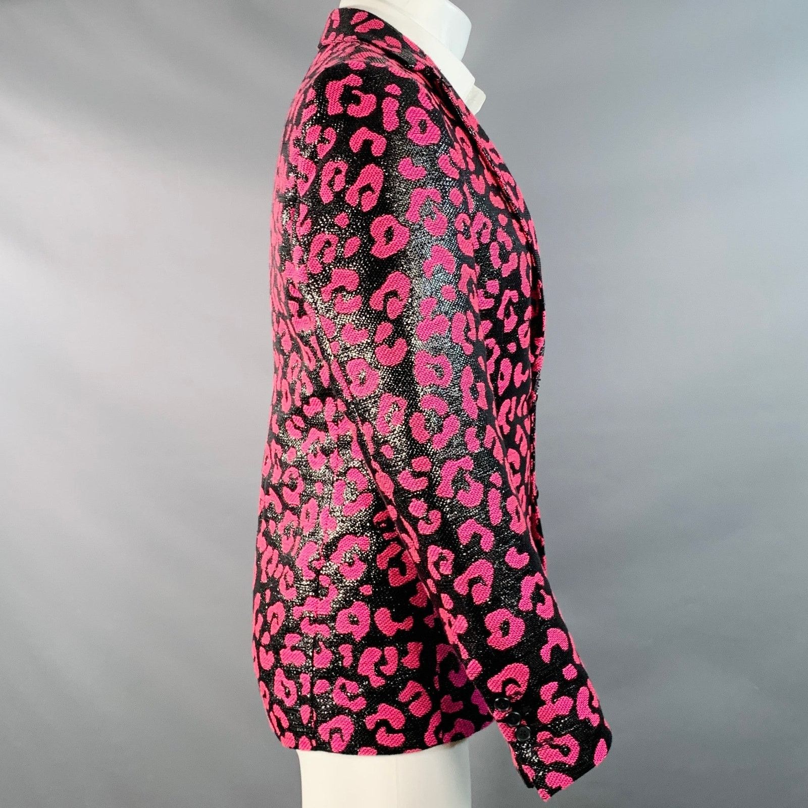Walter Van Beirendonck SS22 Size 38 Regular Sharp Blazer Black Hot Pink Sport Coat Size 38R - 3 Thumbnail