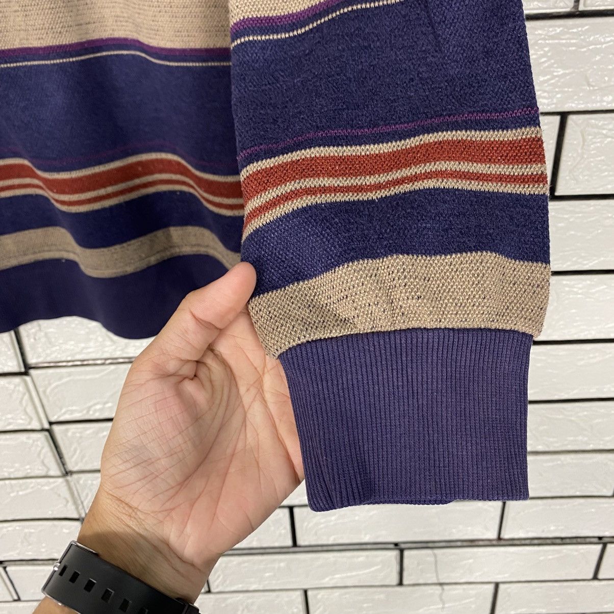 Japanese Brand Vintage Sweatshirt Striped Nicole Morrison Issey Miyake Size US L / EU 52-54 / 3 - 12 Thumbnail