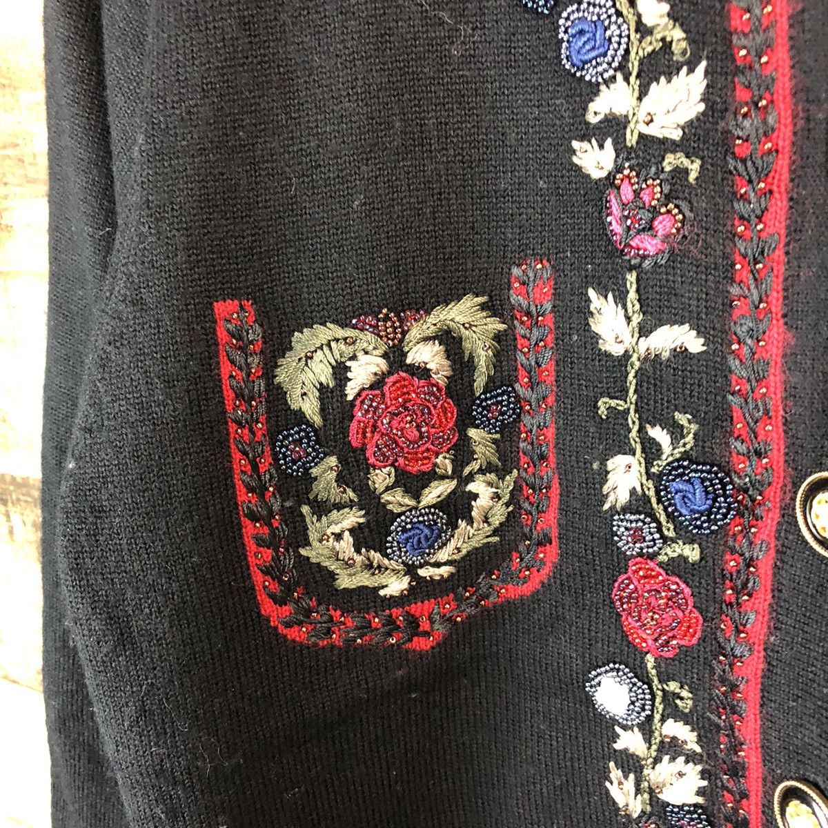 Homespun Knitwear × Japanese Brand Unchicpull Black art Patterned Cardigans #A2996 Size M / US 6-8 / IT 42-44 - 9 Thumbnail