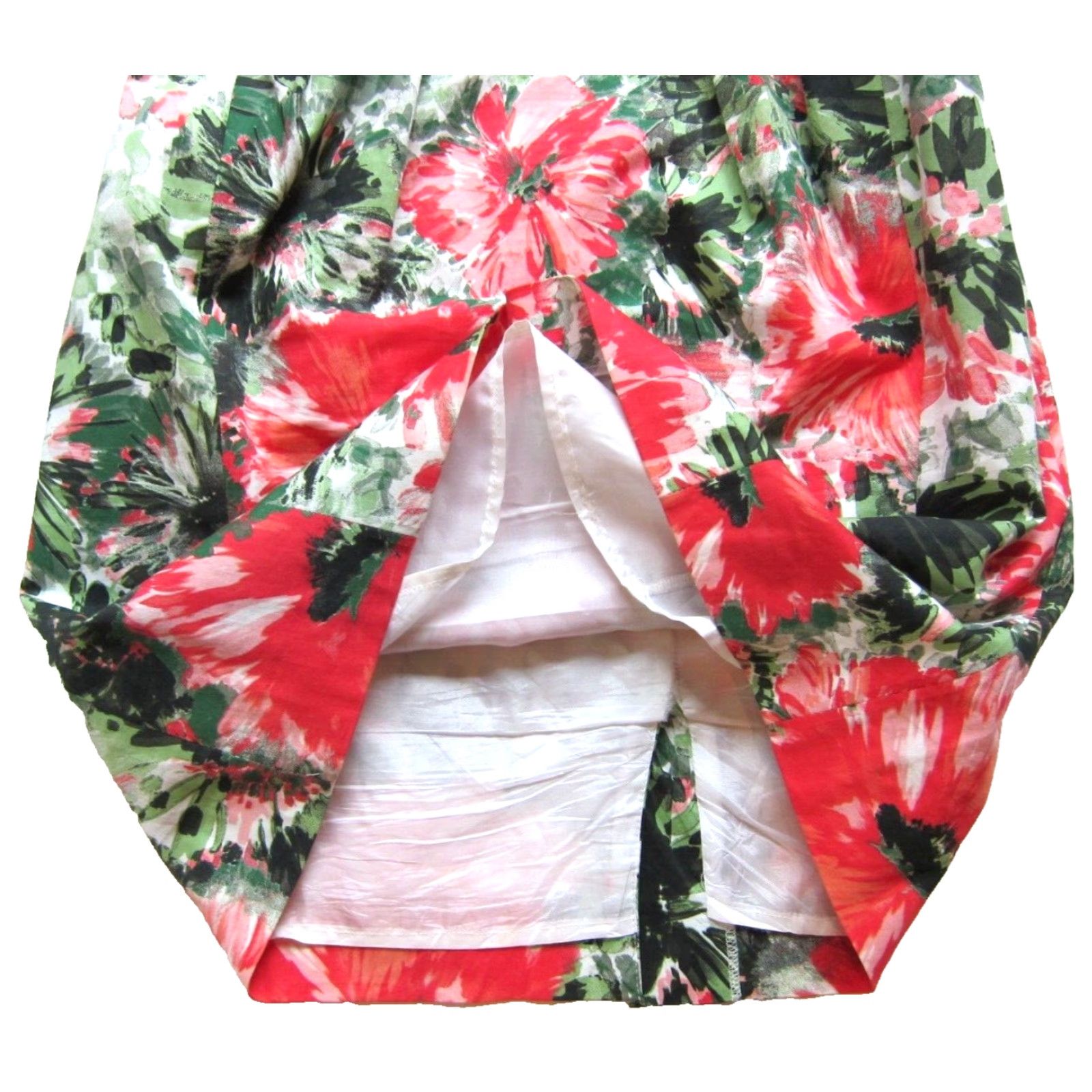 Vintage VINTAGE Helene Berman London Cotton Green Pink White Floral Sleeveless Sheath Dress 2 Size XS / US 0-2 / IT 36-38 - 5 Thumbnail