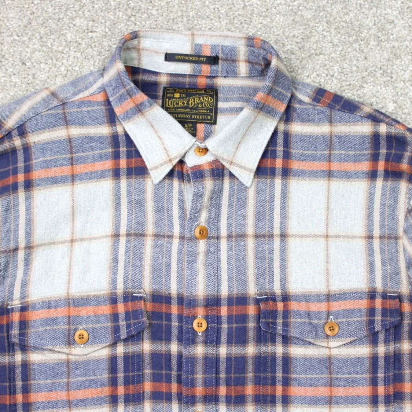 Lucky Brand Lucky Brand Shirt Men Small Blue Plaid Slim Fit Long Sleeve Button-Up Untucked Western Style Size US S / EU 44-46 / 1 - 4 Thumbnail