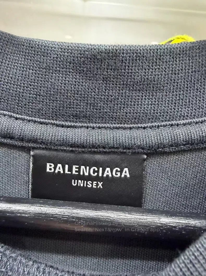 Balenciaga Balenciaga Water-washed black cracked pattern printed logo Size US S / EU 44-46 / 1 - 6 Thumbnail