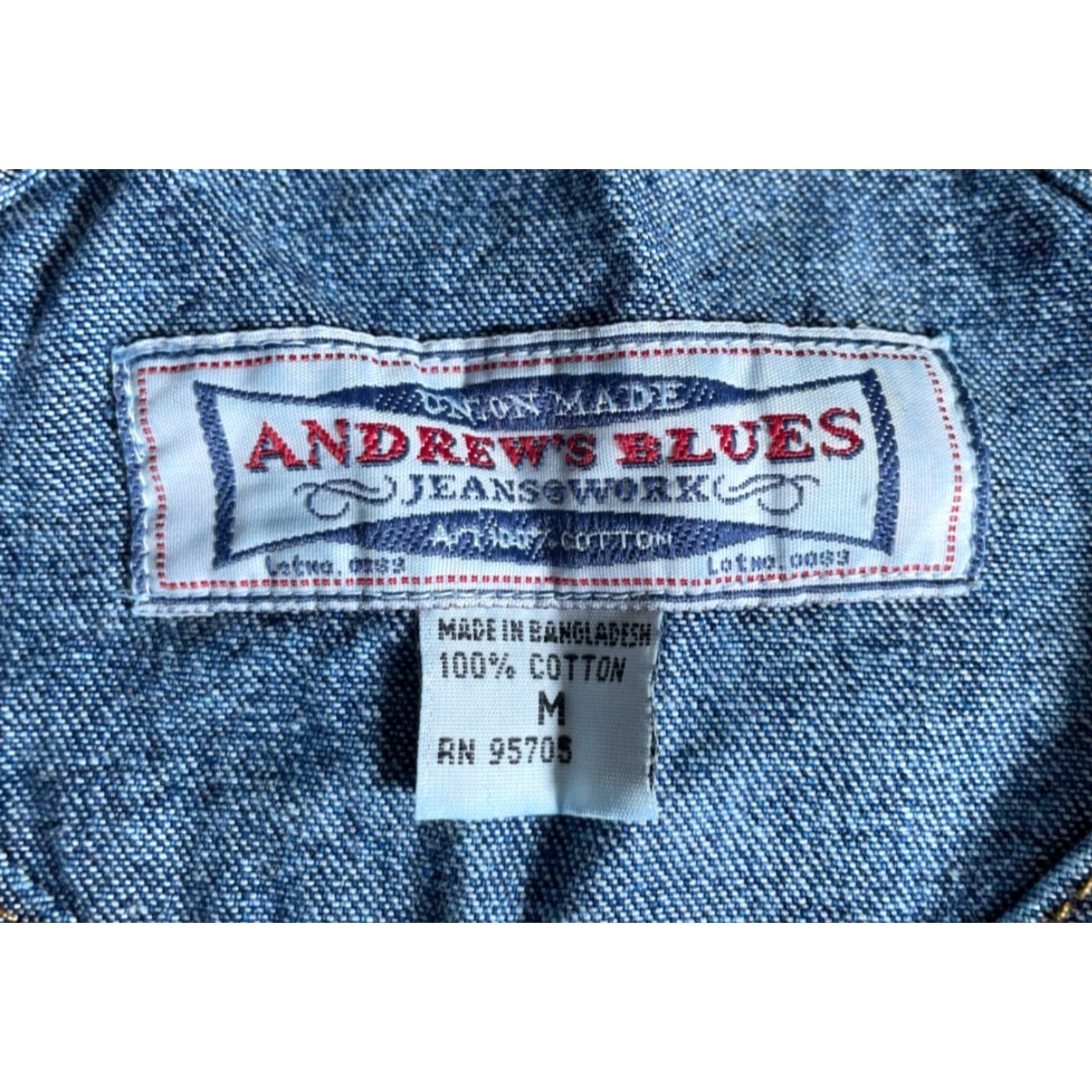 Denime VINTAGE 90s Denim Bib Overalls Women's Medium Blue Jean Baggy Grunge Skater Unworn Andrew's Blues Jeansworks Overall Pockets Size 32" / US 10 / IT 46 - 3 Thumbnail