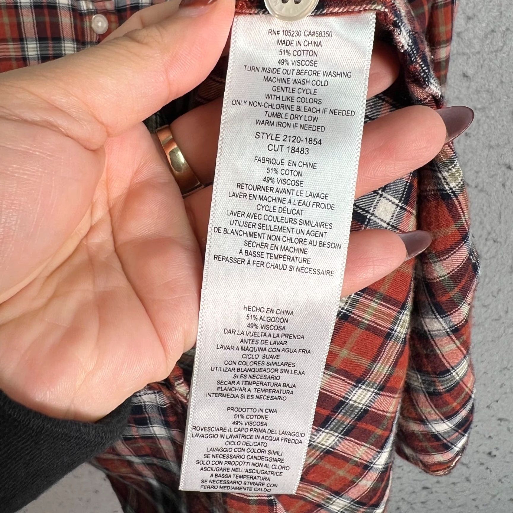Vintage Current/Elliott Shirt Womens 0 Red Plaid Button-Up Long Sleeve Cotton Blend Size XS / US 0-2 / IT 36-38 - 4 Thumbnail