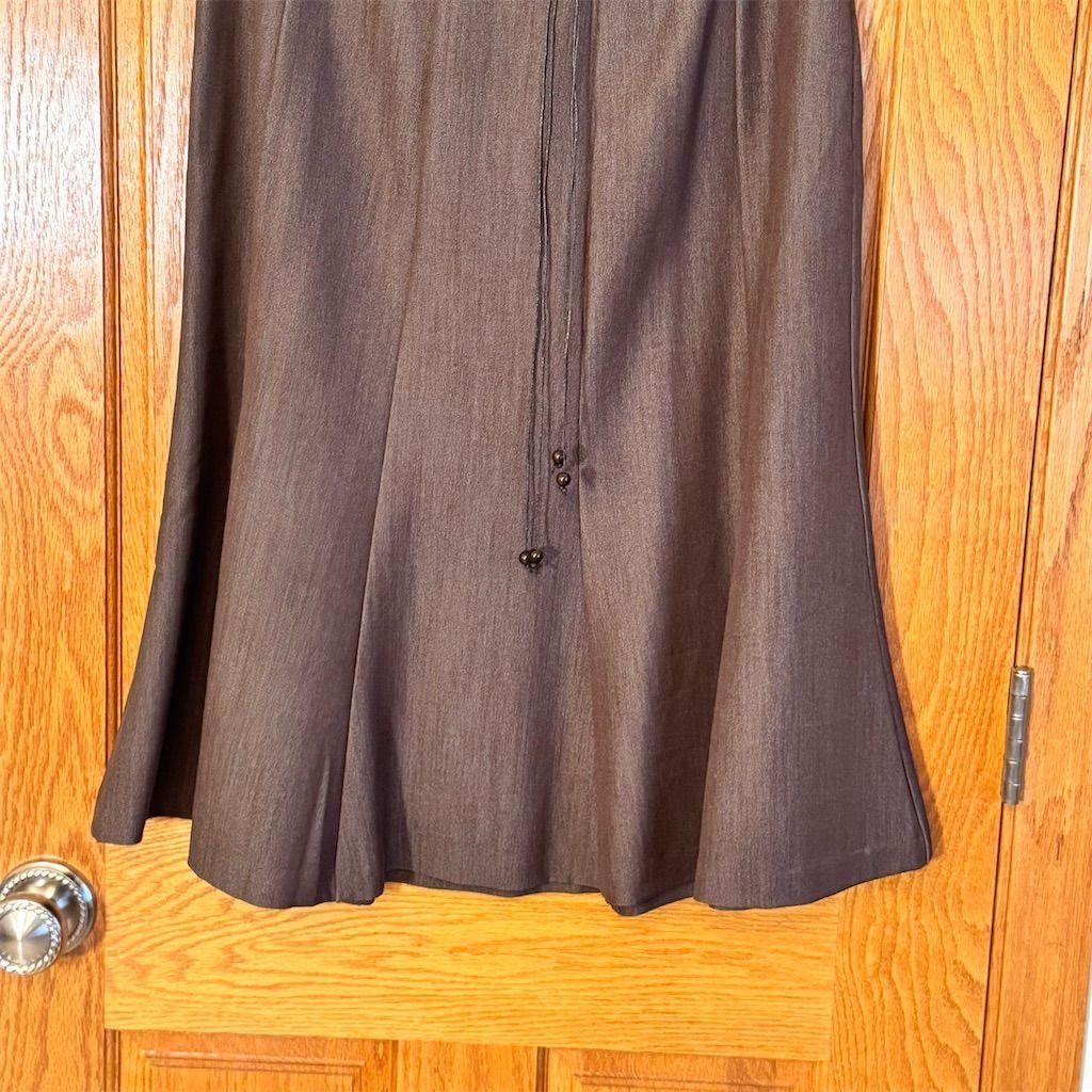 Other Dressbarn Women's Brown A-Line Skirt w/ Beaded Belt Size 12 Size 34" / US 12 / IT 48 - 3 Thumbnail