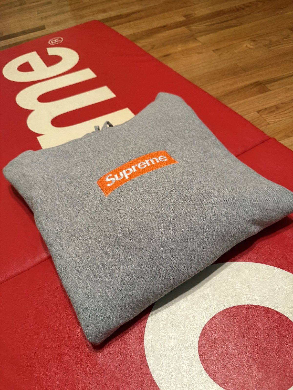 Supreme FW17 Supreme Box Logo Hooded Sweatshirt Grey Orange XL Size US XL / EU 56 / 4 - 4 Thumbnail