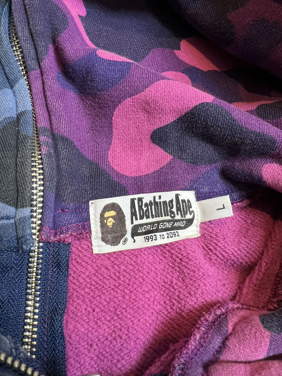 Bape A Bathing Ape Blue/Purple Camo Full Zip Up Shark Hoodie Size US L / EU 52-54 / 3 - 6 Thumbnail