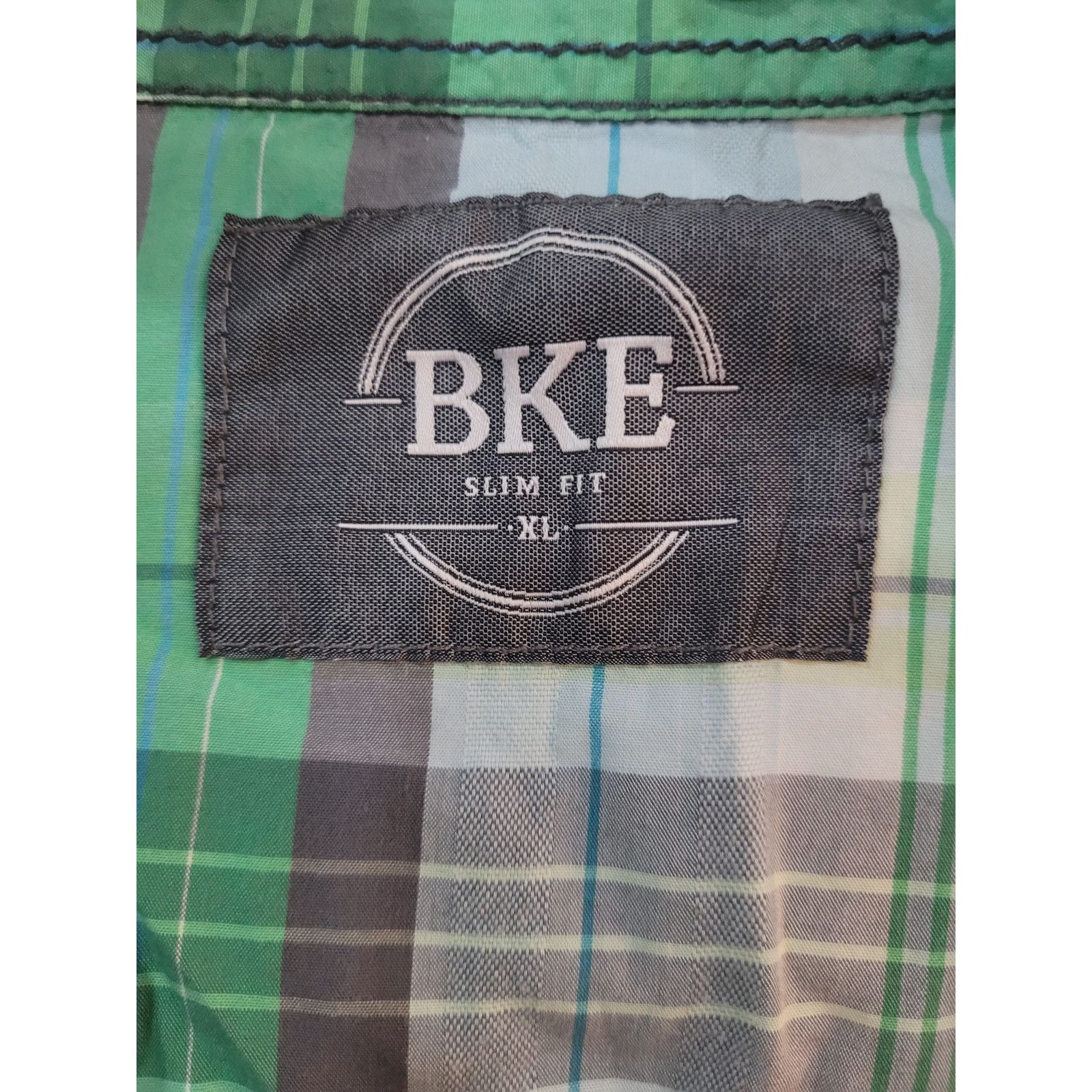 BKE BKE Mens Shirt Short Sleeve Green/Grey/White Pockets Sz XL Size US XL / EU 56 / 4 - 5 Thumbnail