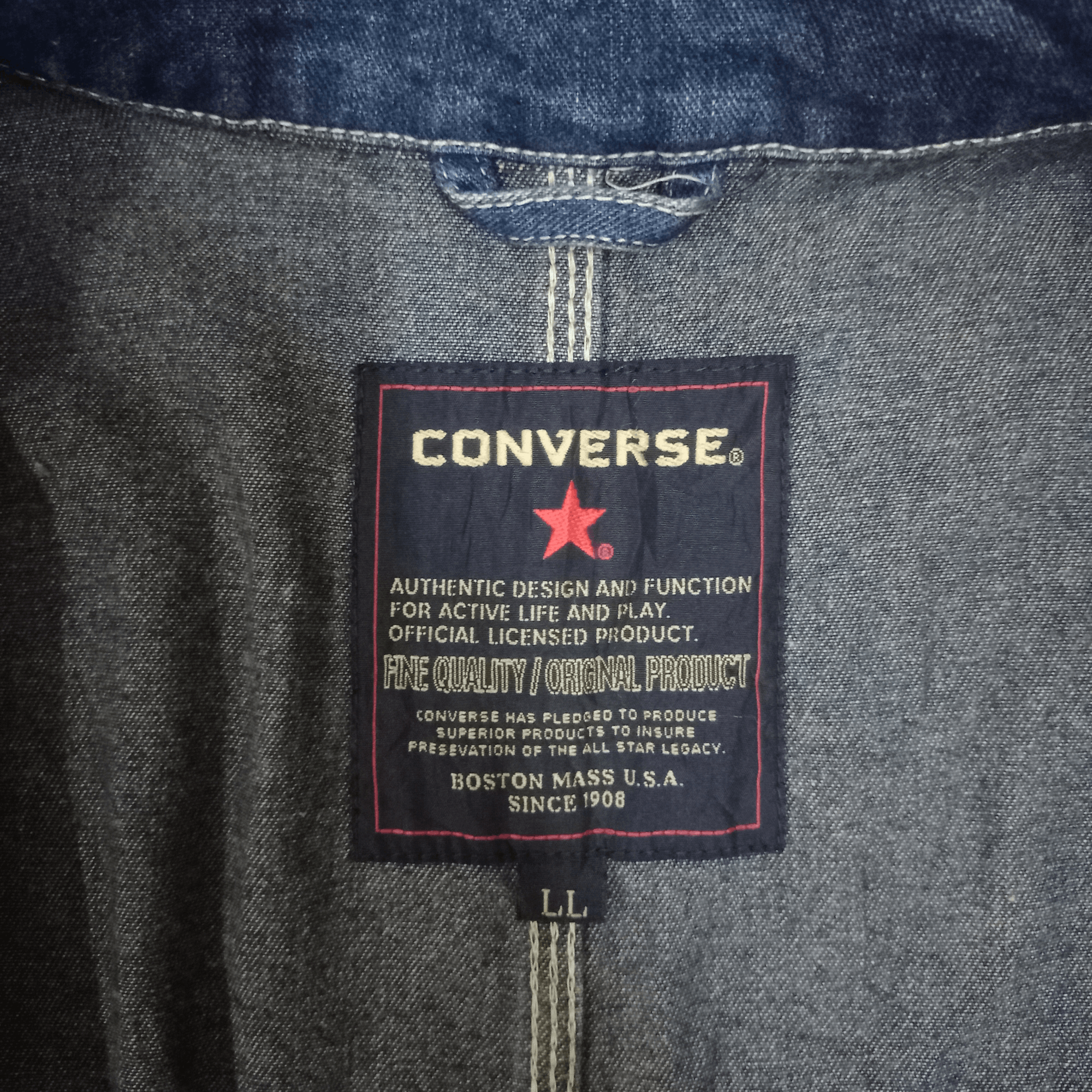 Converse Vintage Converse Chuck Taylor Blue Denim Chore Jacket Size US L / EU 52-54 / 3 - 3 Thumbnail