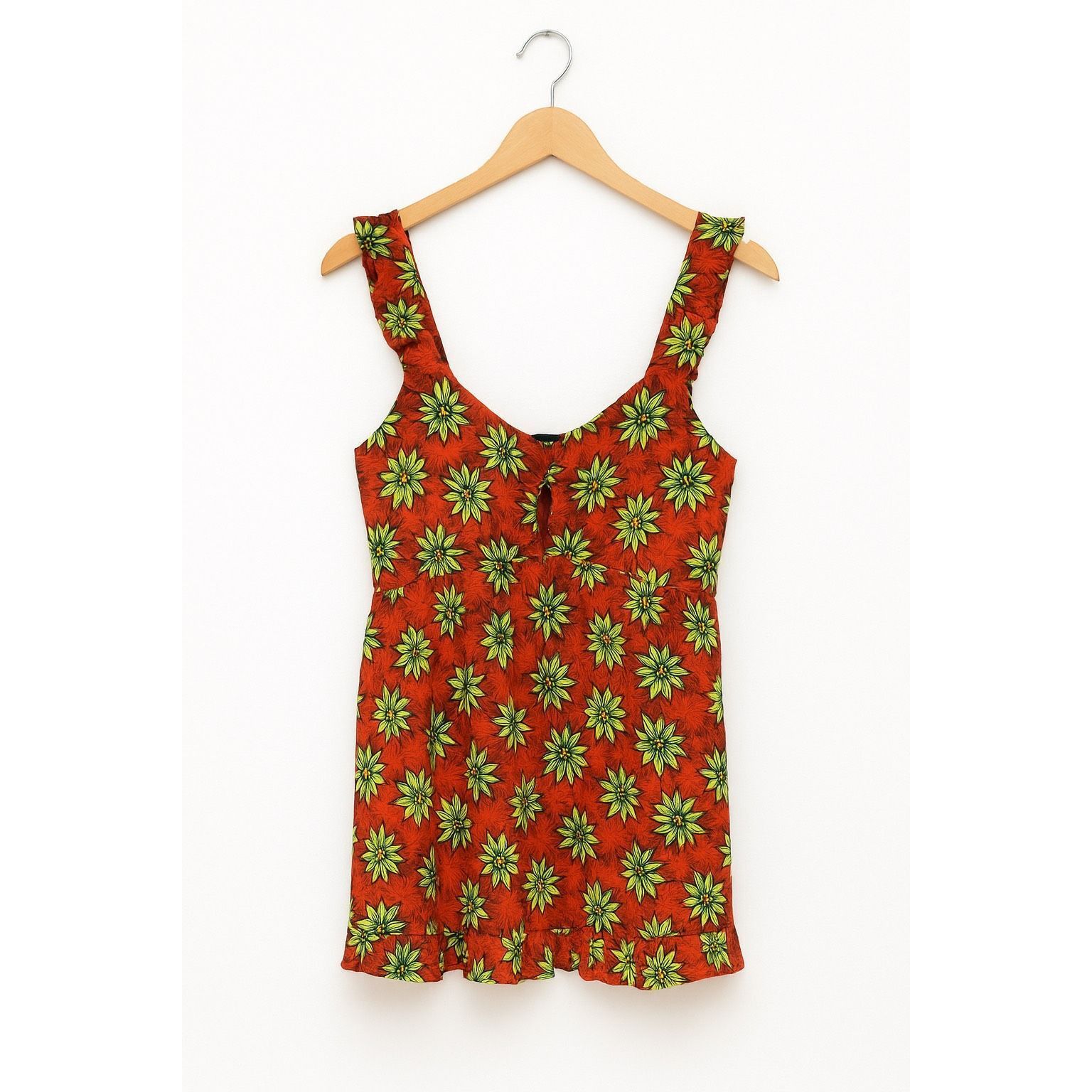 Other Iky & Me Floral Print Tank Top | Size M | Orange Green Rayon Size M / US 6-8 / IT 42-44 - 2 Thumbnail