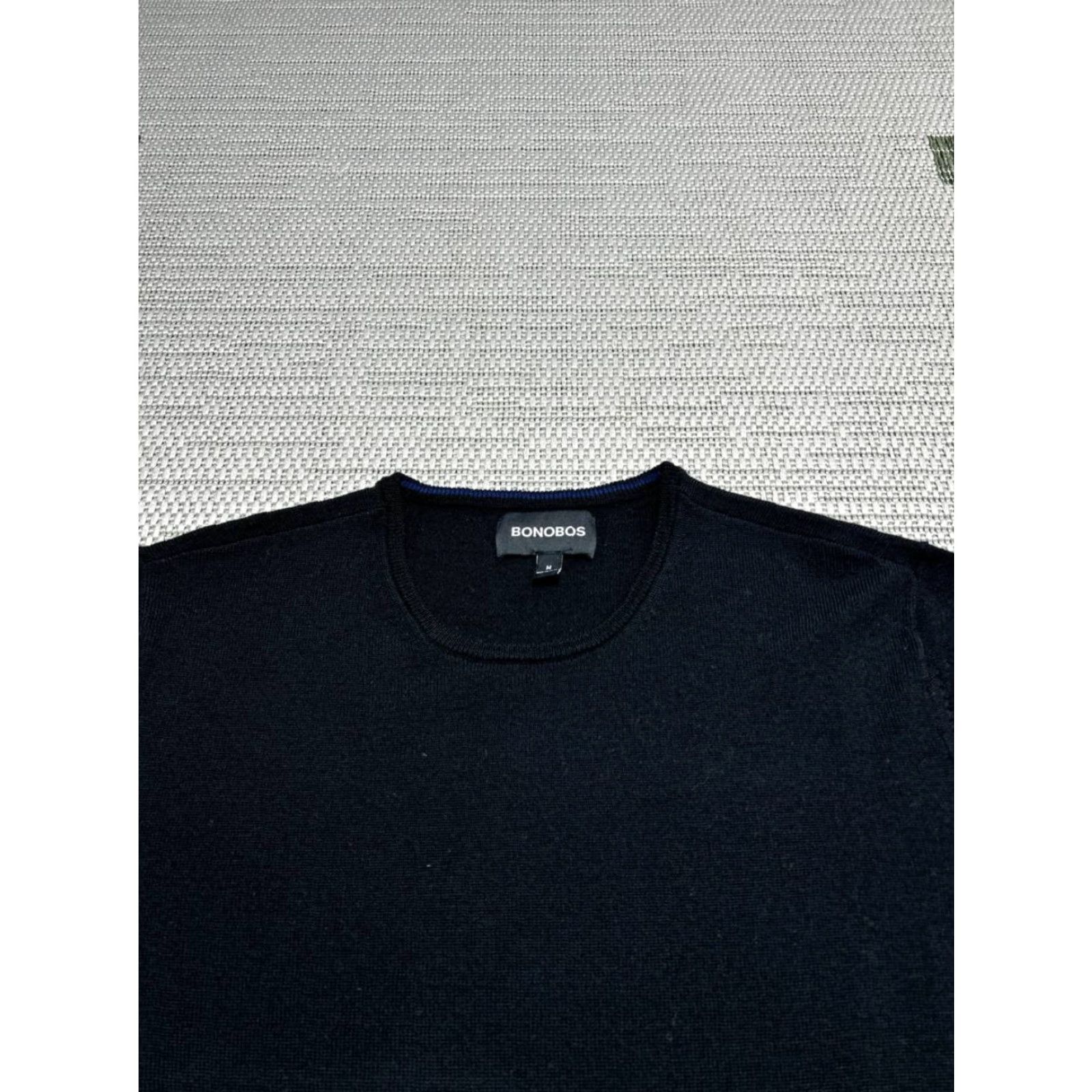 Bonobos Bonobos Mens Sweater Medium Black Merino Wool Knit Pullover Size US M / EU 48-50 / 2 - 2 Thumbnail