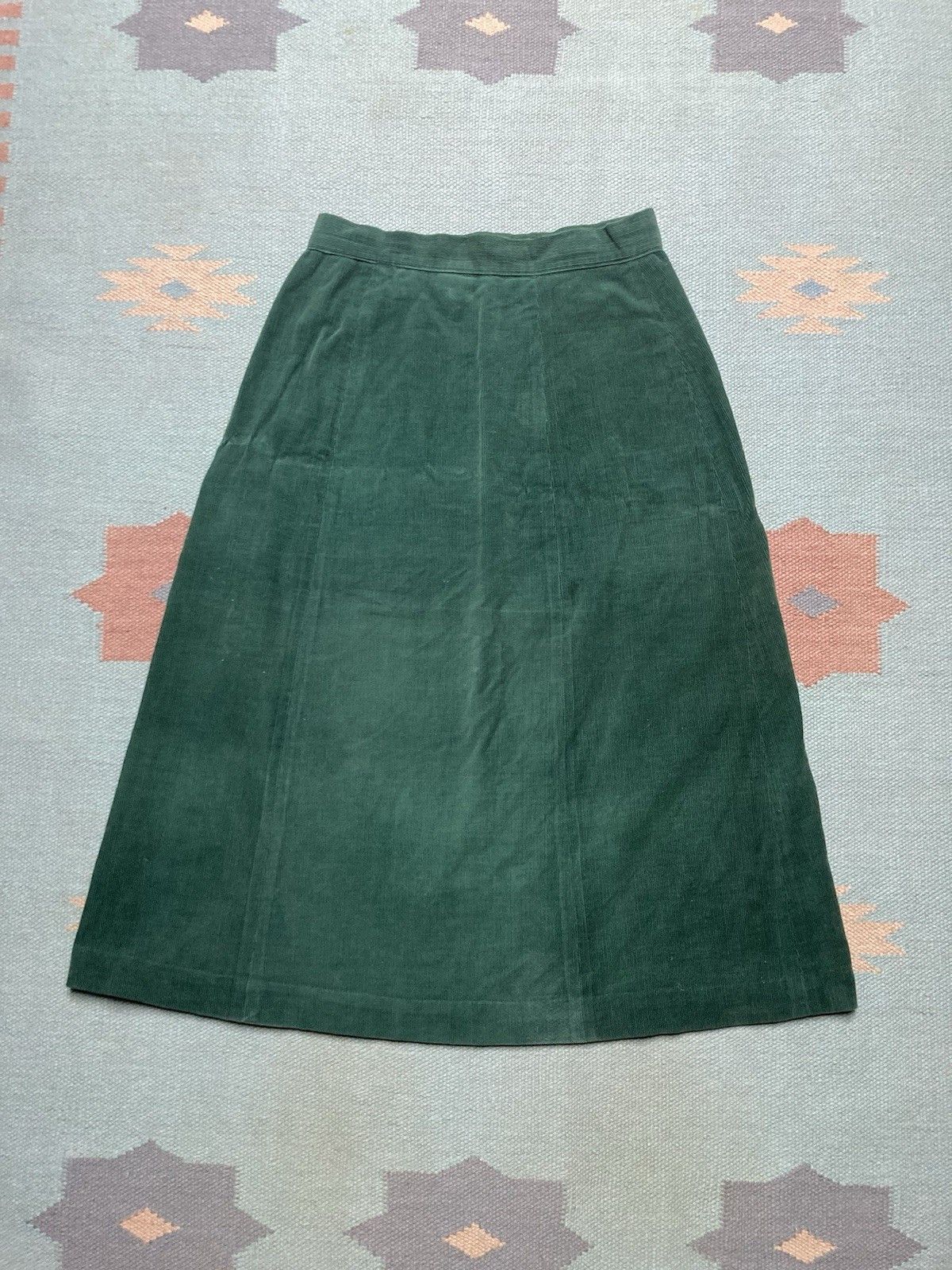 Vintage 50s corduroy skirt side zip daintyroy forest distressed 26 Size 26" / US 2 / IT 38 - 7 Thumbnail