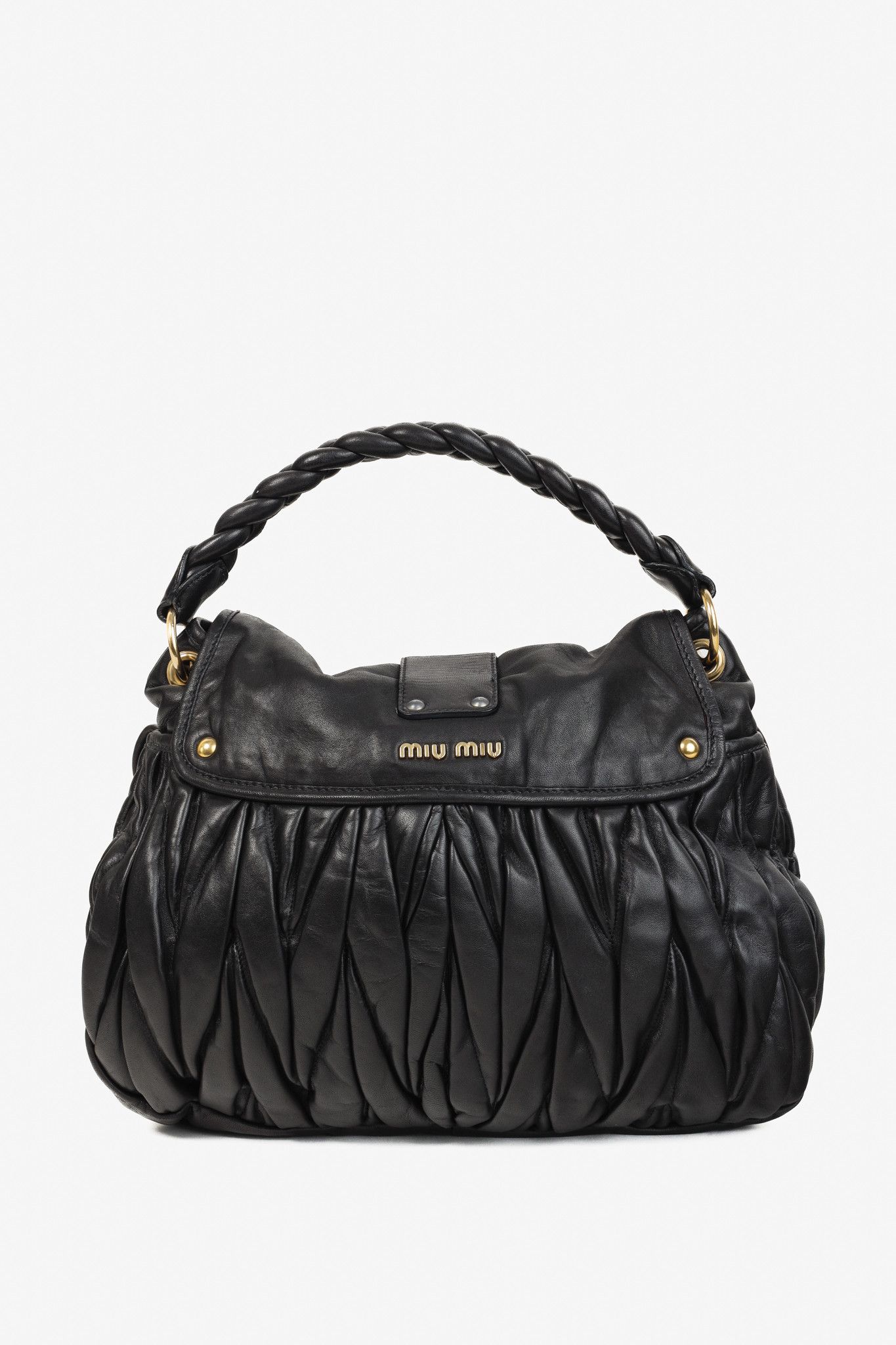 Miu Miu MIU MIU Black Nappa Matelasse Coffer Hobo Bag Size ONE SIZE - 4 Thumbnail