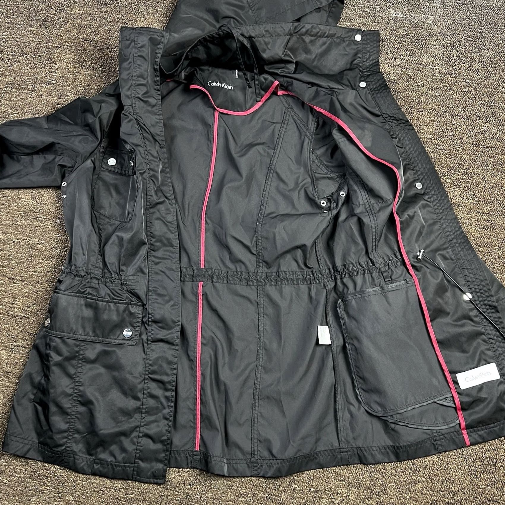 Calvin Klein Calvin Klein Windbreaker Jacket Women Hooded Black Medium Rain Stylish Rain Windbreaker Jacket Adult Womens M Black Logo Zipper Tasseled Size M / US 6-8 / IT 42-44 - 4 Thumbnail