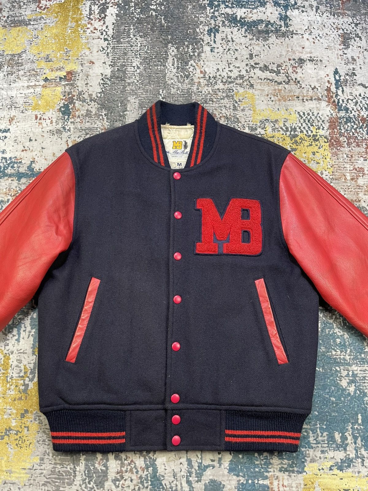 Macbeth Vtg 90s Macbeth Leather Sleeve Patch Logo Varsity Jacket Size US M / EU 48-50 / 2 - 3 Thumbnail