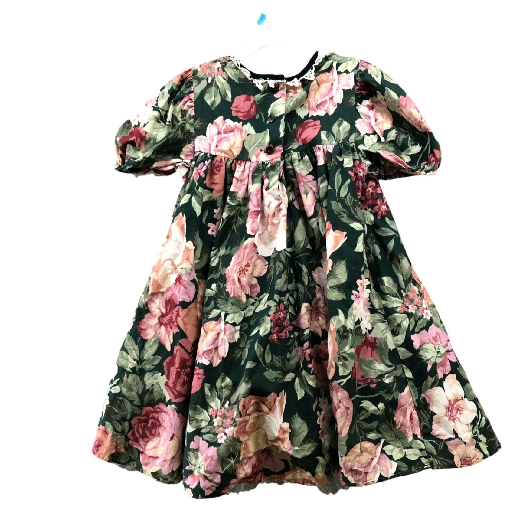 Vintage VINTAGE Bonnie Jean Girls Dress 6X 90s Party Floral Puff Sleeve Tulle Cotton Girls Size US 39 - 2 Thumbnail