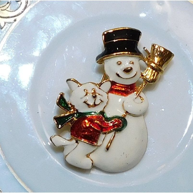 Other SFJ Collectible Vintage Snowman And Dog Holiday Brooch Size ONE SIZE - 2 Thumbnail