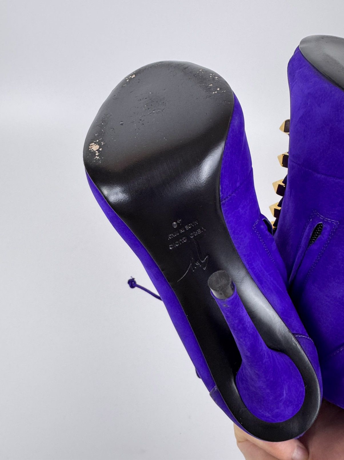 Designer × Giuseppe Zanotti Giuseppe Zanotti Open Ankle Boots Suede Stiletto High Heel Size US 10 / IT 40 - 11 Thumbnail