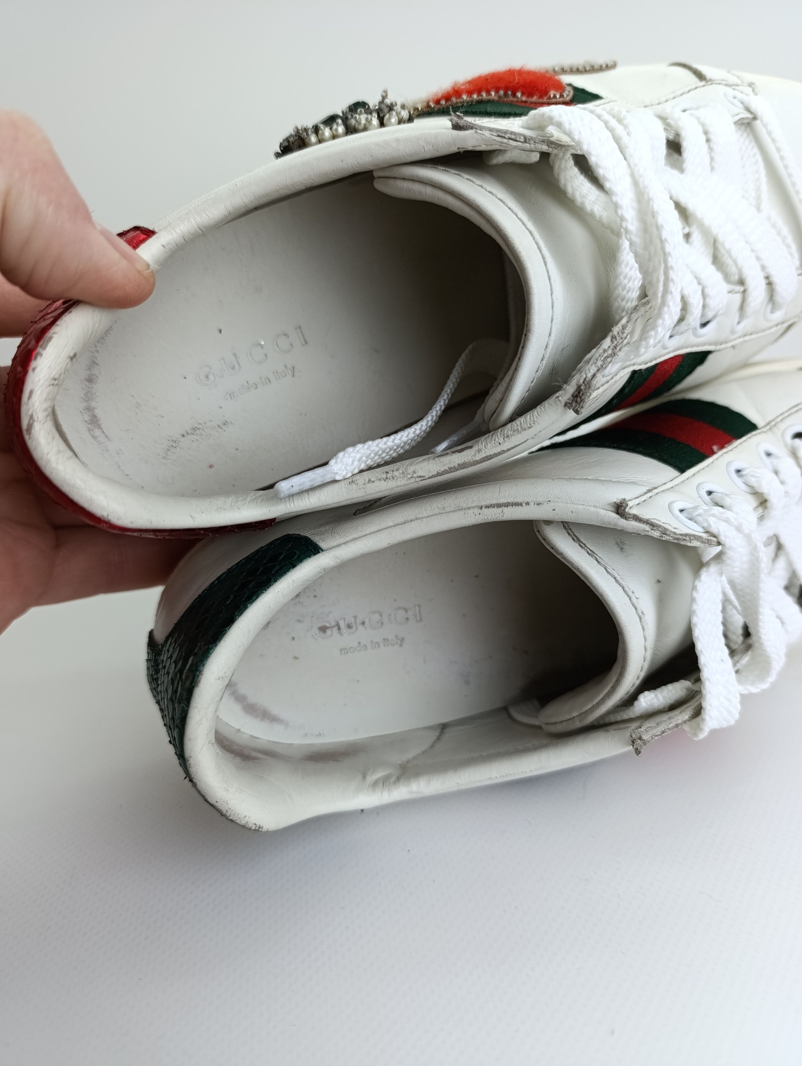 Gucci GUCCI ACE HEART DAGGER LEATHER SHOES EMBROIDERED SNEAKERS Size US 7 / IT 37 - 15 Thumbnail