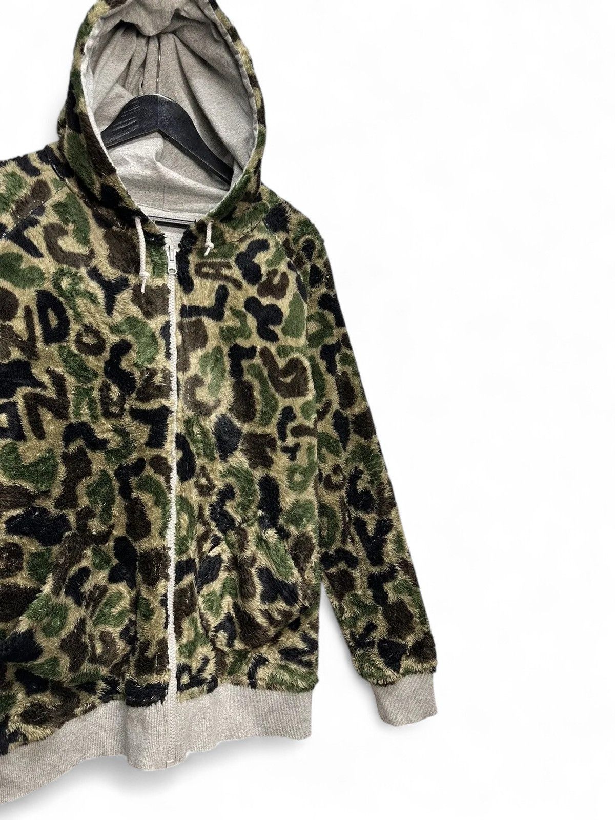 Japanese Brand Vintage Laundry Grey Zip Hoodie with Camo Fur Hood Size US M / EU 48-50 / 2 - 10 Thumbnail