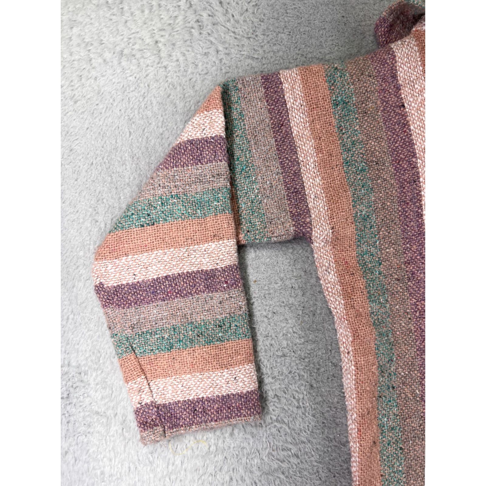 Vintage Maco Baja Hoodie Mens Small Pink Orange Stripe Acrylic Blend Mexico Poncho Drug Rug Size US S / EU 44-46 / 1 - 5 Thumbnail