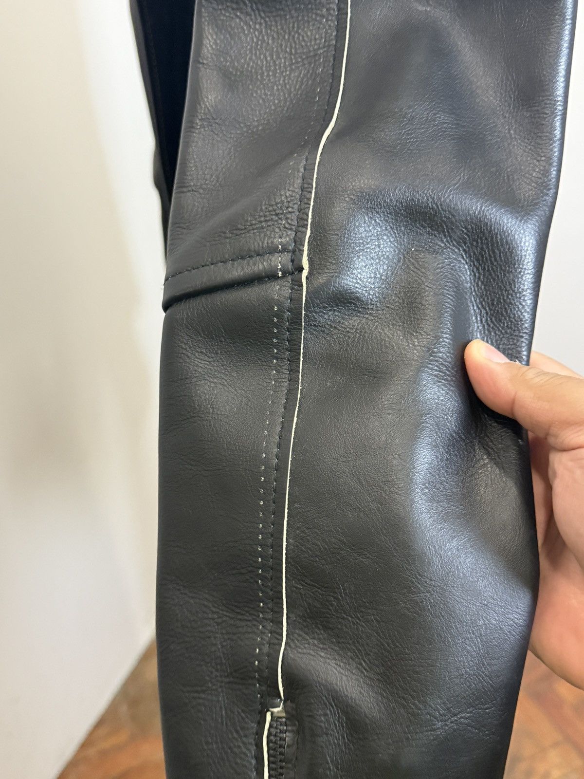 H&M × Maison Margiela Deconstructed Leather Biker Jacket Size XS / US 0-2 / IT 36-38 - 18 Thumbnail