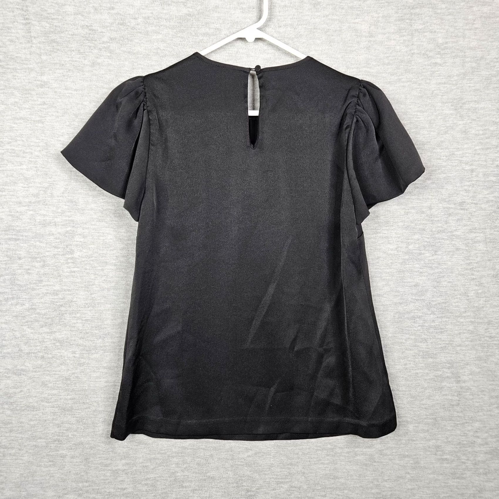 J.Crew J.CREW Blouse Women Black Ruffle Sleeve Keyhole Size 0 Shirt Adult Regular Slim Fit Size XS / US 0-2 / IT 36-38 - 2 Thumbnail