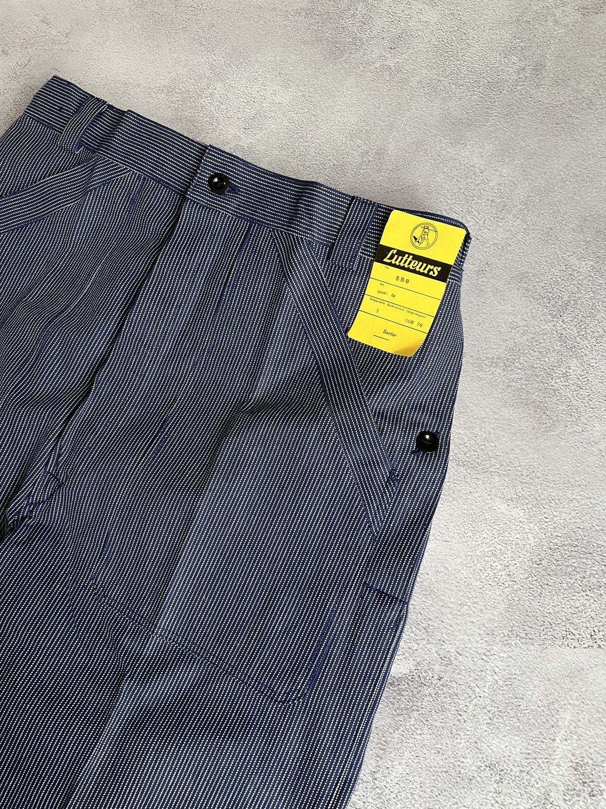 Le Laboureur Vintage 80s French Lutteurs Striped Sanfor Work Pants Size L Size US 36 / EU 52 - 4 Thumbnail