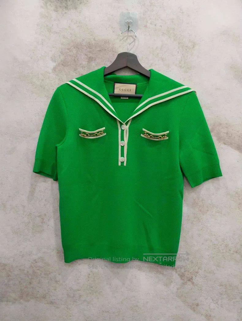 Gucci Gucci Lapel casual wool short-sleeved polo shirt Size S / US 4 / IT 40 - 1 Thumbnail