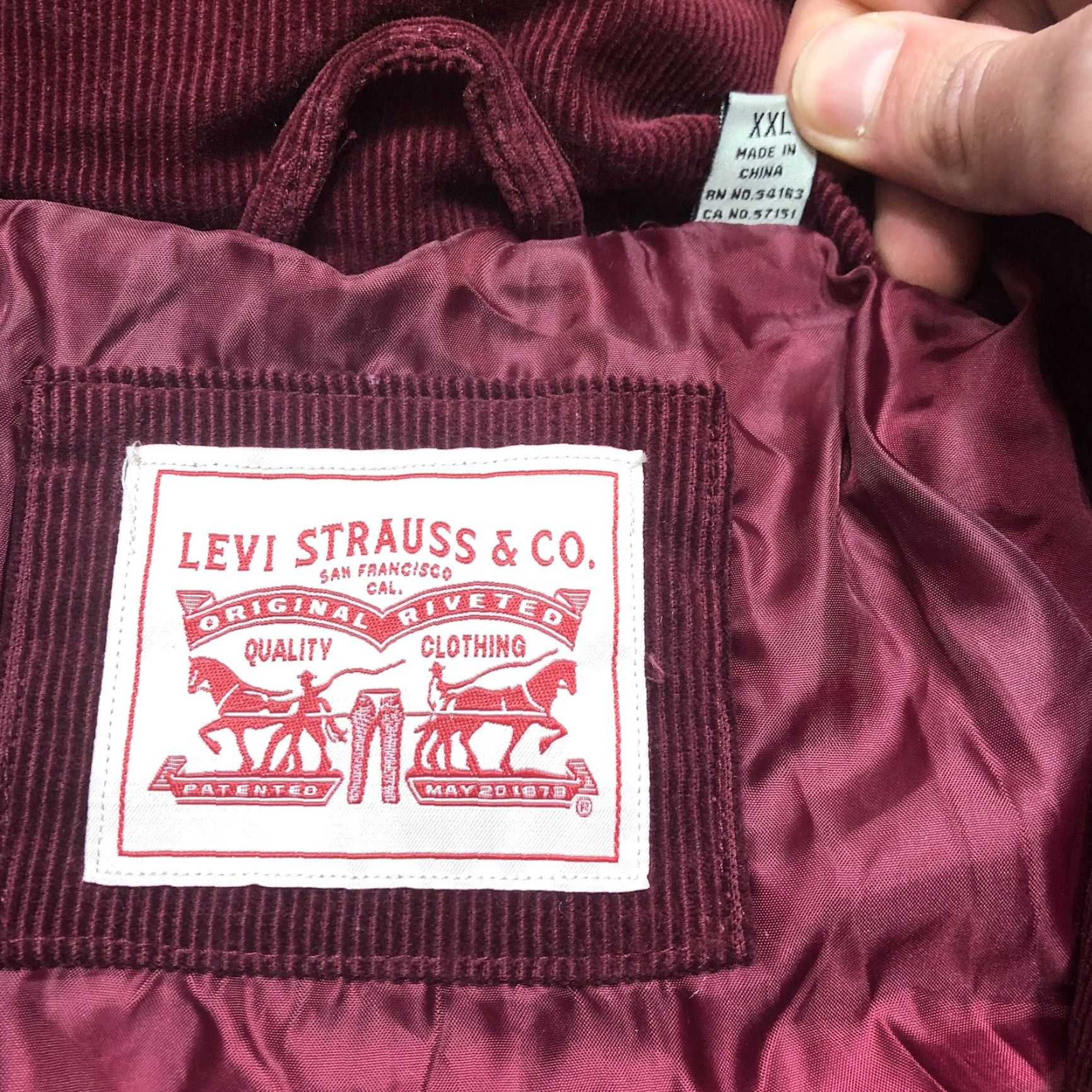 Levis Zoe Corduroy Coat Womens XXL Red Wine Quilted Puffer Jacket