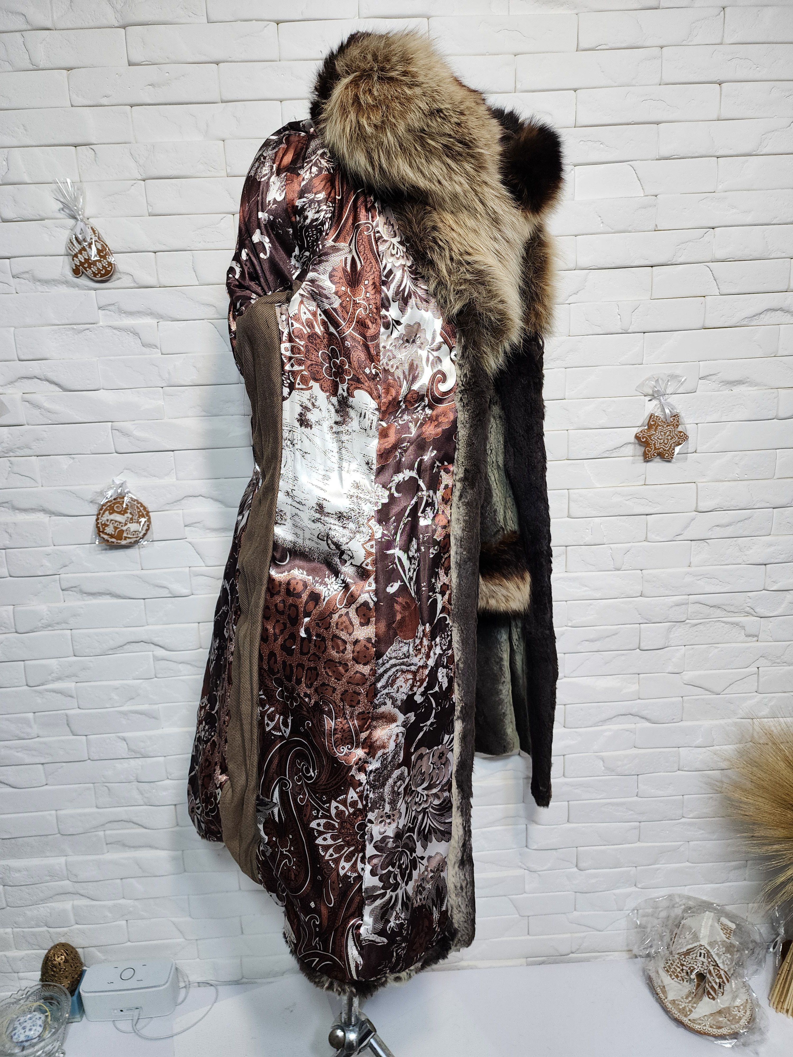 Furla Brown Fur Coat - Women's Vintage Hooded Coat Size M / US 6-8 / IT 42-44 - 9 Thumbnail