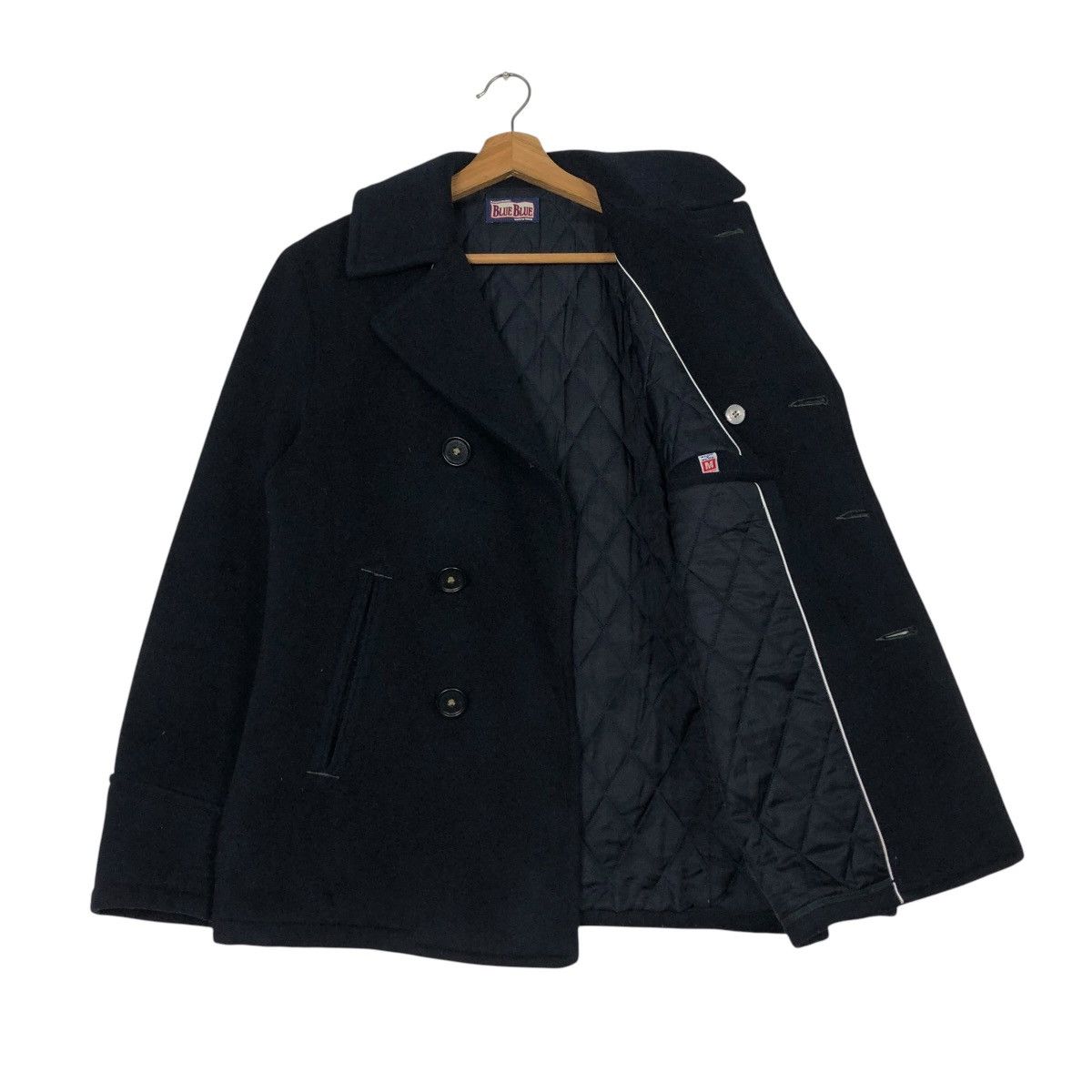 Blue Blue Japan 🔥VINTAGE WOOL PEA JACKET BLUE BLUE DOUBLE COLLAR Size US M / EU 48-50 / 2 - 13 Thumbnail
