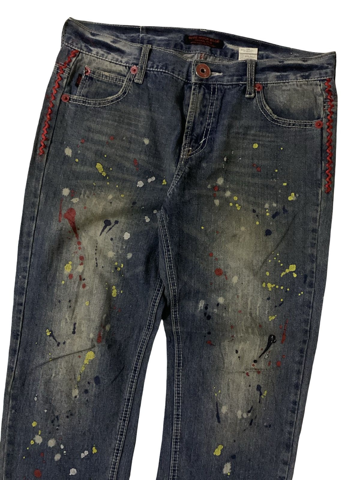 Hysteric Glamour 💥Blue Moon Blue Paint Splatter Designs Denim Size 33" - 2 Thumbnail