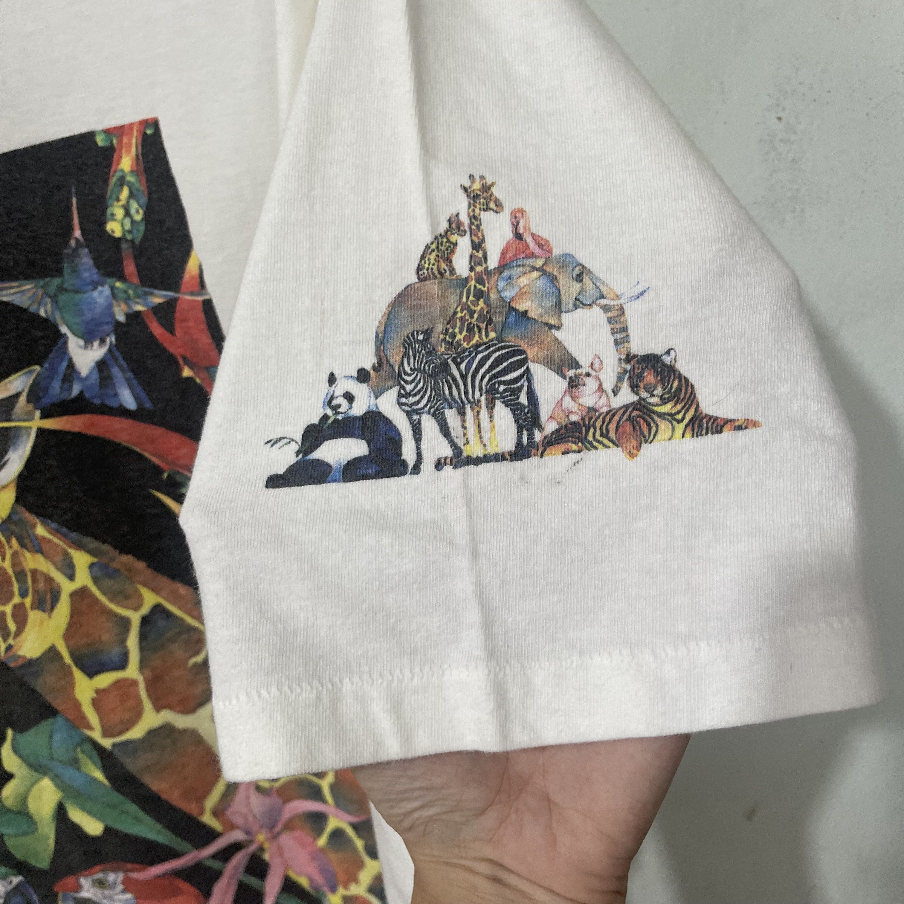 Vintage Vintage 90s Giraffe & Parrot Jungle Wildlife Art T-Shirt Size US XL / EU 56 / 4 - 6 Thumbnail