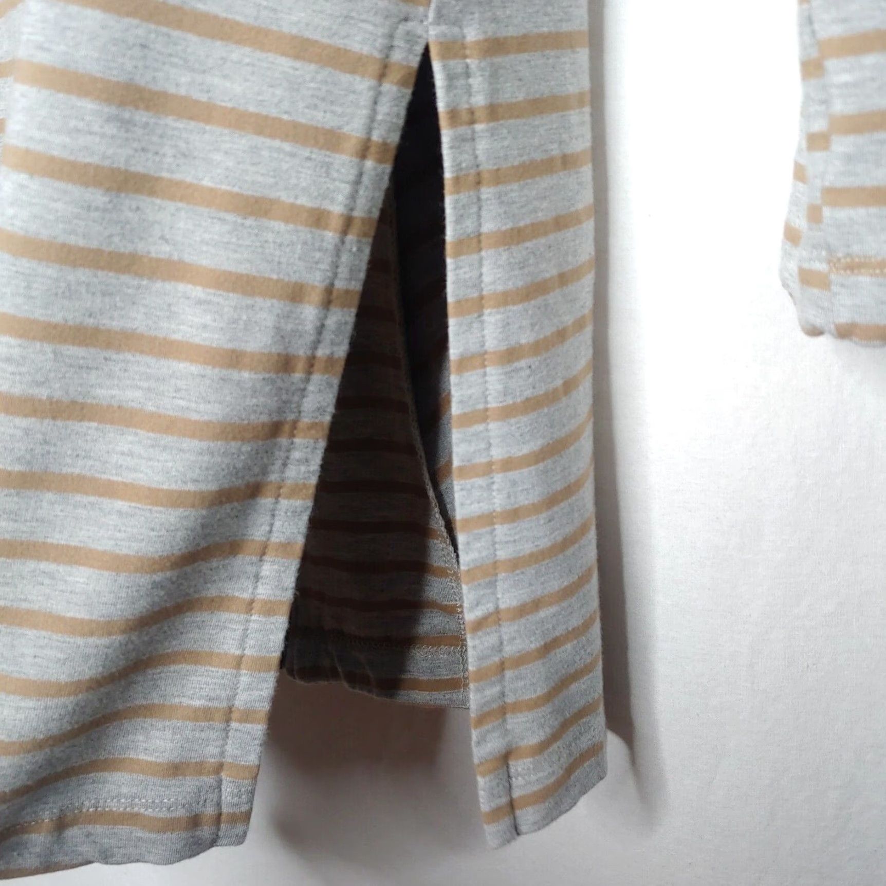 Vintage Dolan Left Coast Collection Dress XS Rayon Spandex Knit Gray Tan Long Sleeve Round Neck Zip Pockets - Casual Travel Women Size XS / US 0-2 / IT 36-38 - 6 Thumbnail