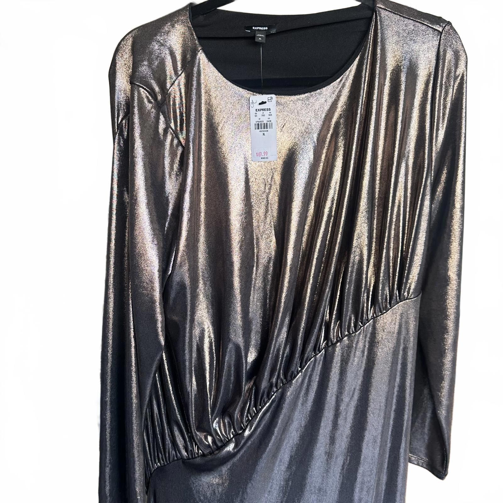 Express Express Metallic Long Sleeve Dress - XL Size XL / US 12-14 / IT 48-50 - 2 Thumbnail