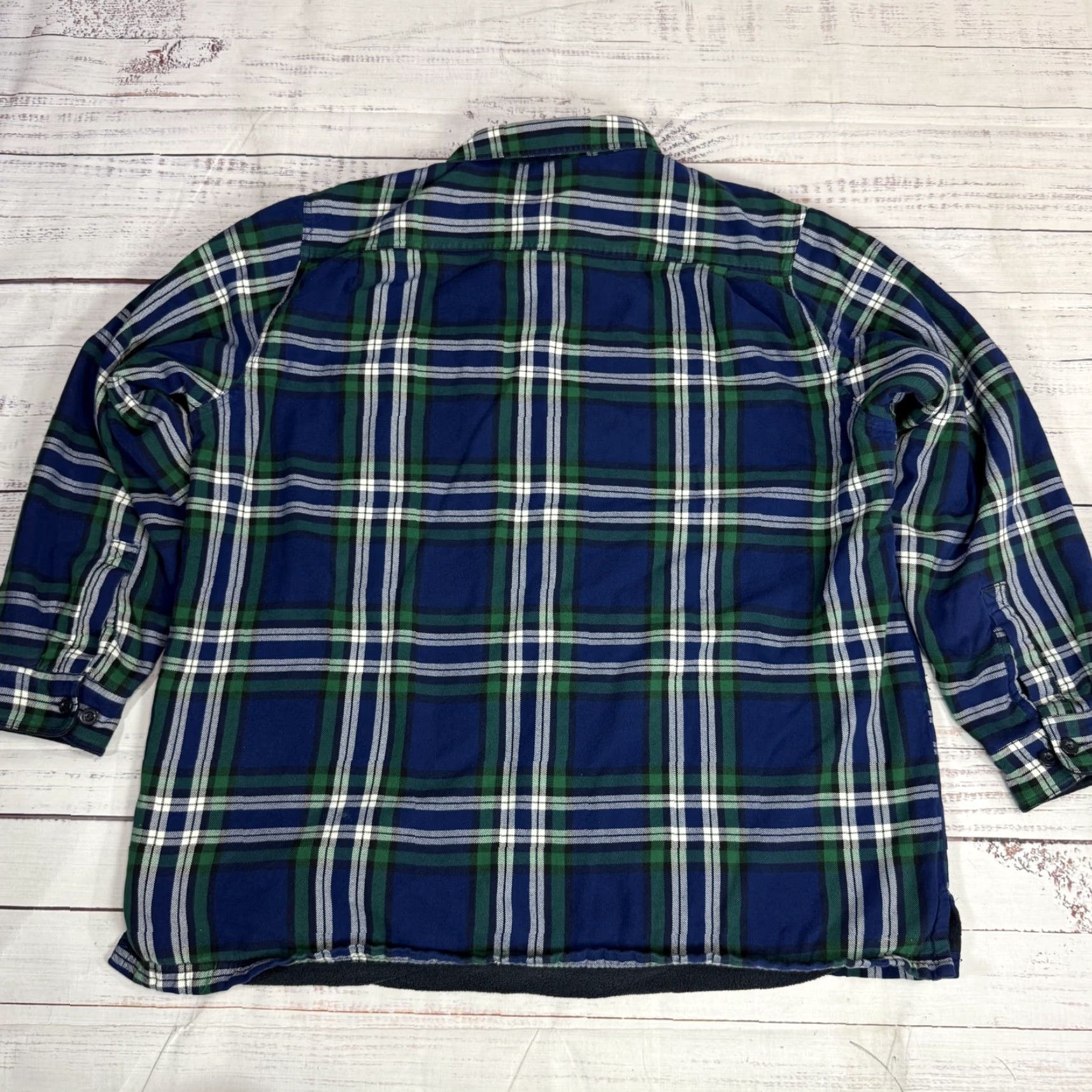 Vintage L.L. Bean Plaid Fleece Lined Flannel Shirt Long Sleeve XL Green Blue Mens Buttons Up Shirts Size US XL / EU 56 / 4 - 4 Thumbnail