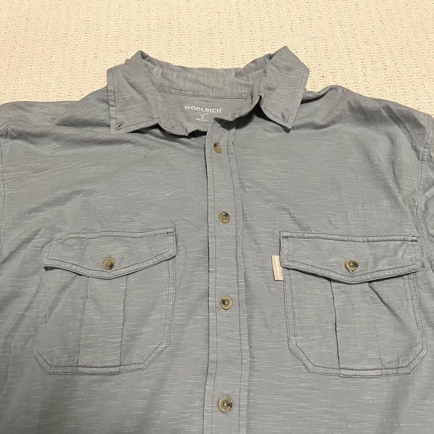 Vintage Woolrich Shirt Mens XL Gray Short Sleeve Button Up Pockets Casual Cotton Size US XL / EU 56 / 4 - 3 Thumbnail