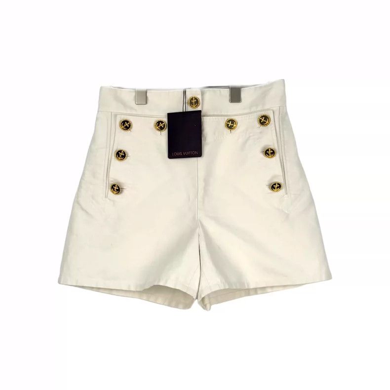 Louis Vuitton Louis Vuitton White Anchor Metal Buckle Strap Shorts 2505-N Size 37" - 1 Thumbnail