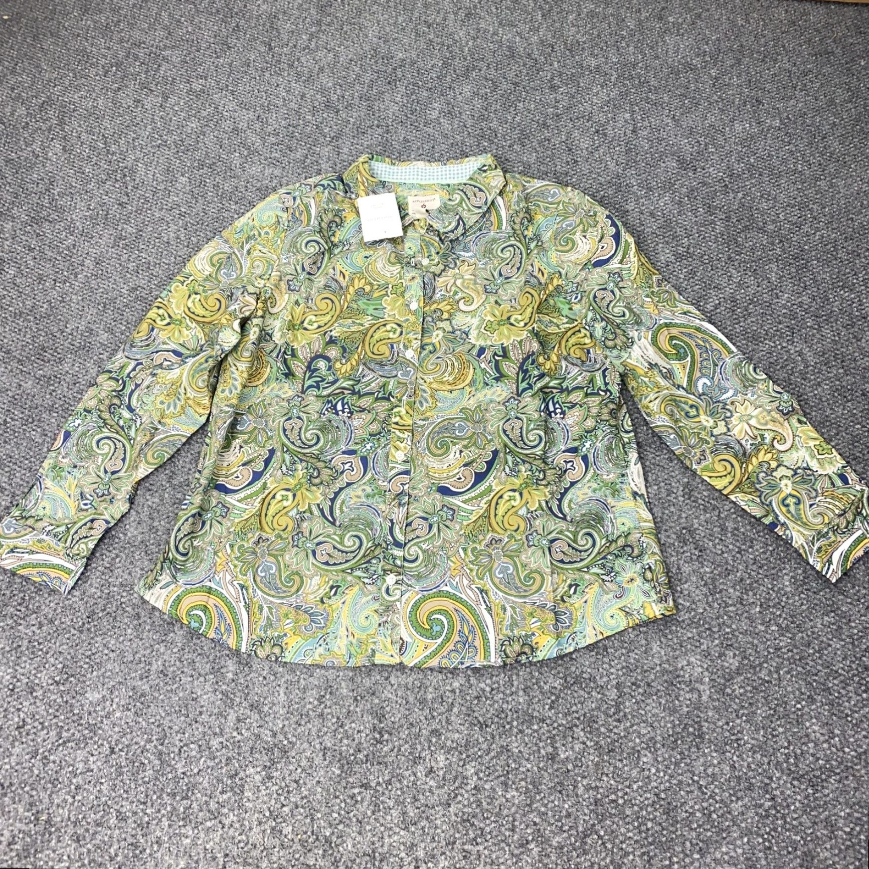 Vintage VINTAGE Appleseed's Shirt Womens 16 Long Sleeve Cotton Paisley Button-Up Top Green Blue Bohemian Size XXL / US 16-18 / IT 52-54 - 2 Thumbnail