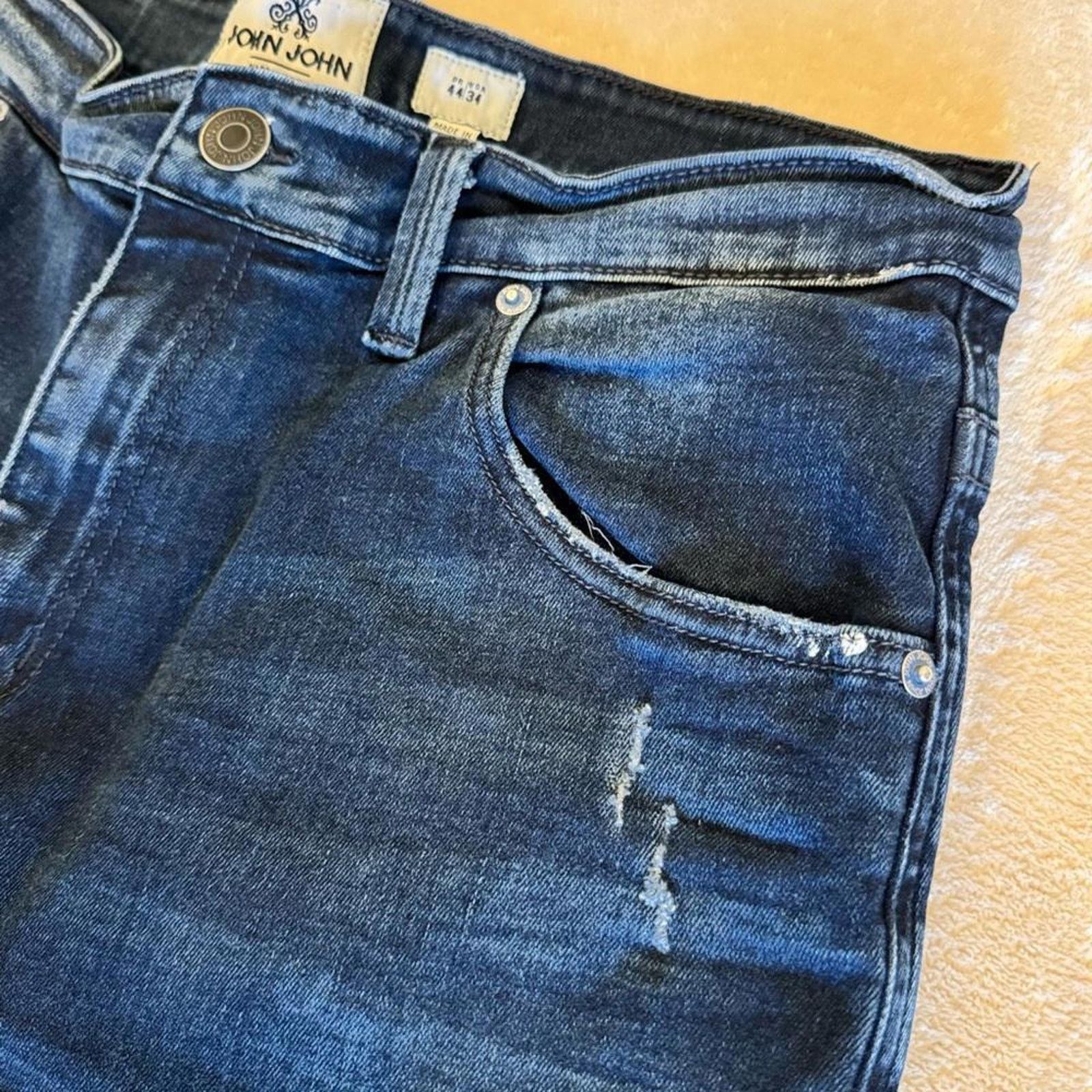 Designer Stylish Distressed Denim Jeans by John John Size US 34 / EU 50 - 4 Thumbnail