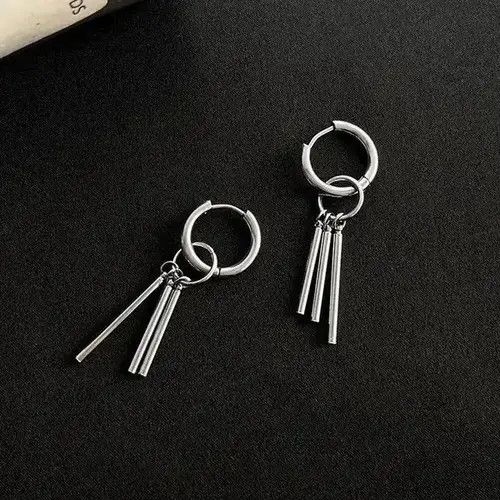 Jewelry x Vintage 925 Silver Plated Dangle Drop Hoop Earrings For Men Women