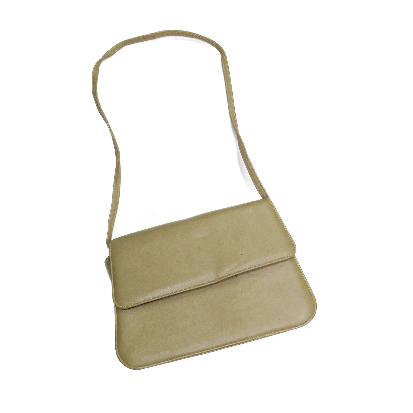 1970S Vintage Taupe Nude Leather Rectangle Crossbody Bag in Brown, Women's