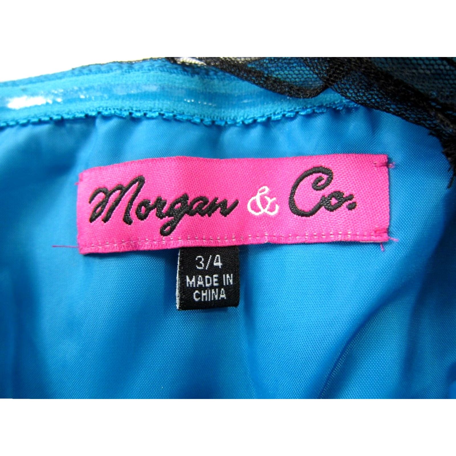 Vintage VINTAGE Morgan & Co. Blue Black Silver Lace Metallic One Shoulder Prom Party Dress 3/4 Dress Size XS / US 0-2 / IT 36-38 - 3 Thumbnail