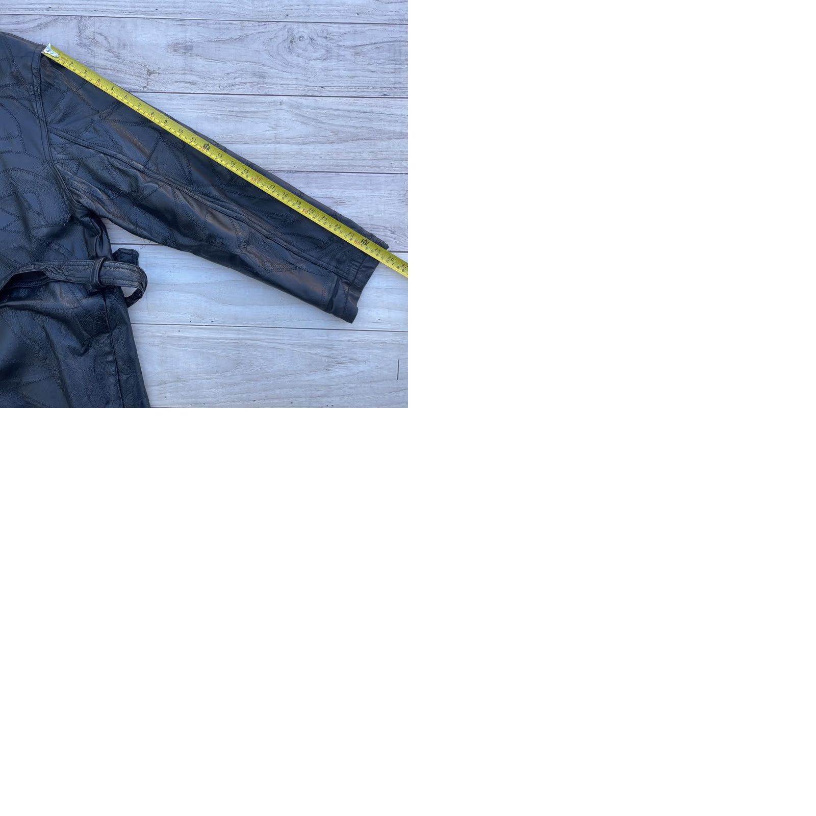 Vintage Men's Black Patch Leather Full-Length Trench Coat Belted 2XL 3 Button Jacket Size US XXL / EU 58 / 5 - 9 Thumbnail