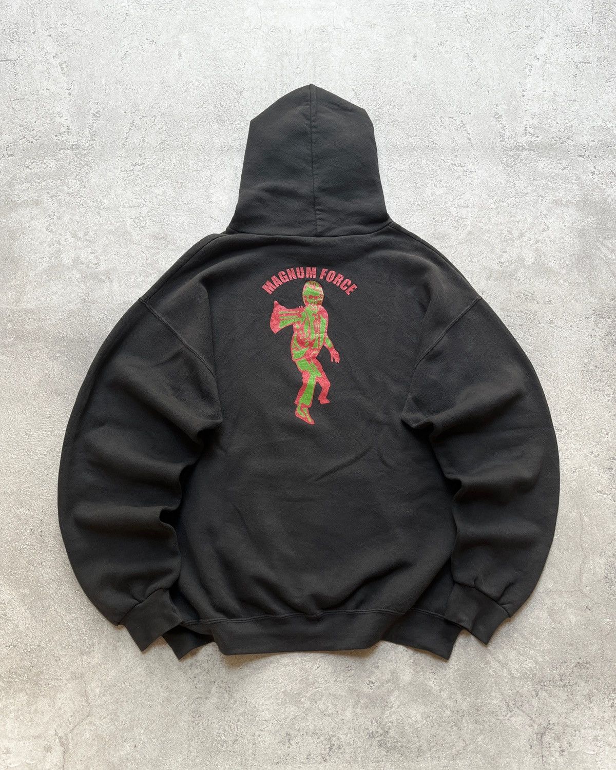 Lee × Russell Athletic × Vintage 1990’s - Vintage Magnum Force 1973 Movie Black Hoodie Size US XL / EU 56 / 4 - 5 Thumbnail